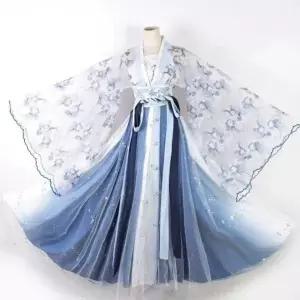 전통의상 선녀복 코스프레 스타일 드레스 의상 파티복 중국 블루 스커트