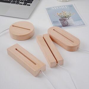 새로운 DIY 원목 발광 램프 홀더 3D 아크릴 LED 무드등 받침대 방 장식 거실