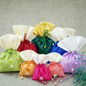 전통 실크 미니 복주머니 대 중 소 색동 복주머니 파우치 새해 설날 어린이집 선물 새뱃돈 포장 용품 재료