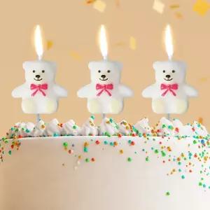 [비투비월드][월데코] 해피니스 하얀곰 생일초 3개입 케이크 캐릭터초