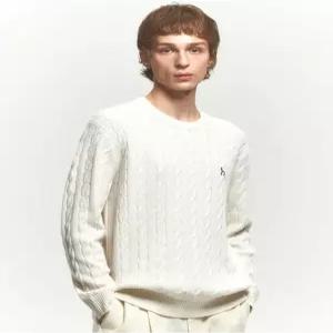 헤지스 남성 24FW [반값세일]크림 캐시미어 혼방 케이블 니트 HZSW4D402CR