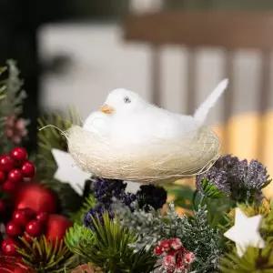 [플라워트리]비둘기 모형 새 인형 둥지새 8x5cm 크리스마스 트리 오너먼트 장식 소품 꾸미기