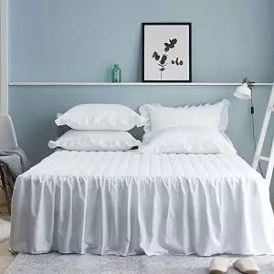 화이트 프릴 루시 셔링 밴딩 퀸 침대스커트 침대커버-WE89CA7