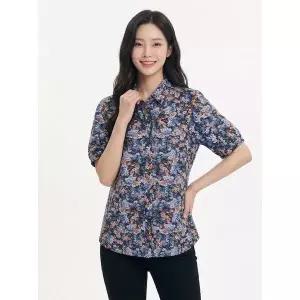 [하프클럽/크로커다일레이디]네이비 플라워 프린트 캐주얼 풀오픈 셔츠 CLCMBL209