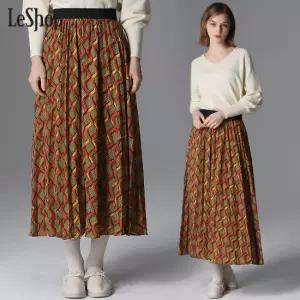 르샵 쉬폰 프린트 밴딩 스커트