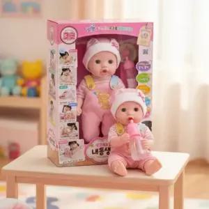 원앤원 내동생 코코 아기인형 방귀뀌고 울고웃는 소꿉놀이 애기 돌보기 인형 우유병 옷입히기