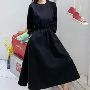 ONM 꾸안꾸 허리밴딩 포켓 무지 A라인 플레어 롱원피스