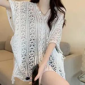 ONM 패션 커버업 니트 티셔츠 언발 캐주얼 비치룩 코디