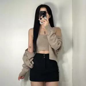 ONM 여성 크롭 니트 나시 뷔스티에 가디건 세트 2color