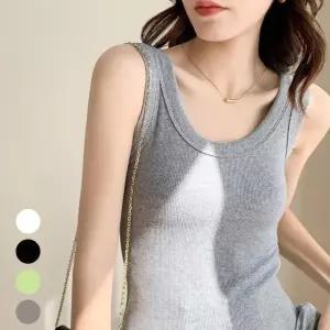 ONM 이너 여자 끈 면 골지 민소매 무지 흰 사계절