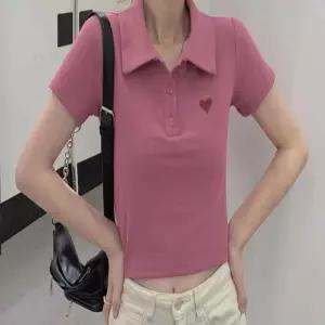 ONM 여름 봄 러블리 반팔티셔츠 카라티 캐주얼 여성 크롭