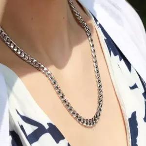 더글라스 10mm 은목걸이 남자 여자 두꺼운 모임 기념일 데일리 고...