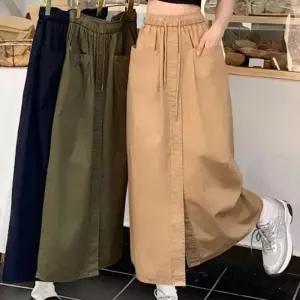 ONM 꾸안꾸 스트링 포켓 앞트임 롱스커트 5컬러 캐주얼룩