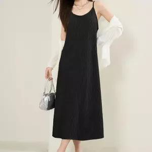 ONM LND 러플 스트링 끈나시 롱 원피스 여성 여름 치마 민