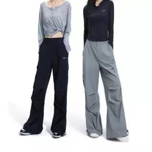 ONM 여성팬츠 세련된 A라인 와이드핏 더블스트링 카고바지