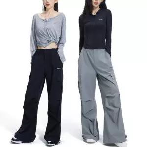 ONM 카고바지 캐주얼 스트링 셔링 포켓 와이드 팬츠