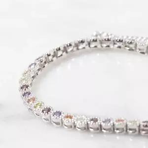 [차차실버]플라워 테니스 은팔찌 여성 기념일선물 화려 순은 고급 여름 실버