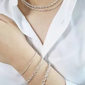 각줄 4mm 은팔찌 남자 여자 데일리 순은 커플 도톰