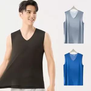 남성 무봉제 아이스 V넥 런닝 나시 이너 쿨링 실내복 여름 잠옷