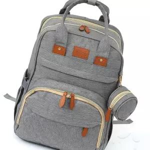 HGE 이유식 보냉백 유모차 백팩 그레이 캔버스 젖병 파우치 신생아 기저귀 가방 포켓 엄마 백팩