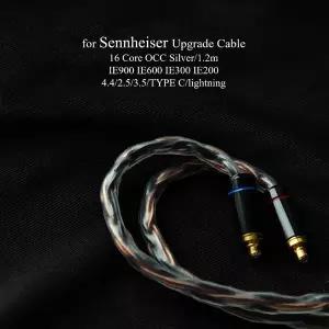 Sennheiser IE900 IE600 IE300 IE200 업그레이드 케이블 4.4mm 밸런스드 마이크 16 코어 OCC 실버 도금 HiF