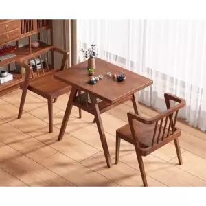 2인식탁세트 원목 베란다 거실 식탁 탕비실 엔틱 티테이블 세트 원룸 호두색 발코니
