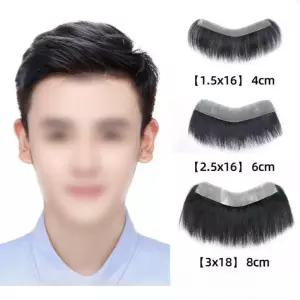 헤어라인 인모 이마가발 패치 붙이는 접착식 앞머리 15cm 남자 부분 블랙 가발 (1.5x16)