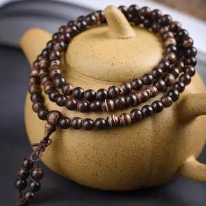 침향팔찌 나트랑 체스난 허니 노트 아가우드 팔찌 문화적 치난 불교 기도 구슬 108구슬
