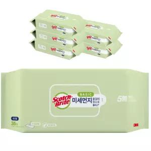 스카치브라이트 베이직 청소용품 미세먼지 물걸레 청소포 플러스 35매 6개