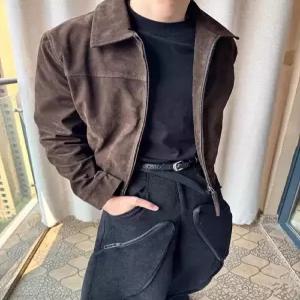 엘럽 남사친 가을 빈티지 바람막이 점퍼 세무 자켓 코트 박템3