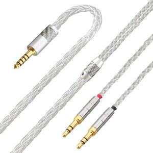 터스트럽 퓨어 실버 헤드폰 케이블 2m 4.4mm 밸런스 남성 케이블 연장 코드 히피만 아난다 NW-WM1Z PHA-2A 기타 오디오 플레이어와 호환(4.4mm에서 듀얼 3.5mm 남성 버전)