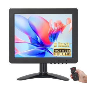 OSCY 8인치 소형 모니터 4:3 HDMI 1024x768 지원 /VGA /AV /BNC 입력 리모컨 내장 스피커 컴퓨터 TV 라스피 CCTV 카메라 차량용 미니 컬러 화면 디스플레이