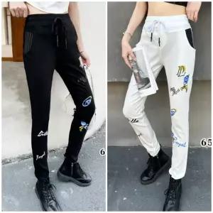디엘 2026 봄 여성 신상 간절기 스판 허리 밴딩 여자 배기 면 고무줄 편한 롱 팬츠 블랙 검정 화이트 흰색 베기 9부 긴 바지