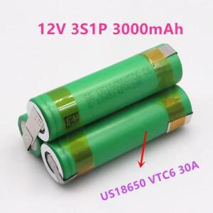 2026년  3.7V - 25V 18650 VTC6 3000mAh 30암페어 12.6V 드라이버 배터리 용접 납땜 스트립 12-25V 배터리