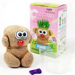 감정표현 잔디 재배 인형 1개 식물키트 씨앗 화분 어린이 교육 체험용