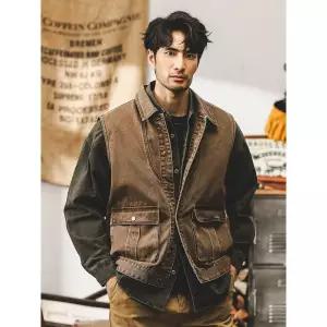 EAMT 남자 빈티지 가을 헤비 코트 기능 재킷 민소매 아웃도어 조끼 카고 낚시 YJ3