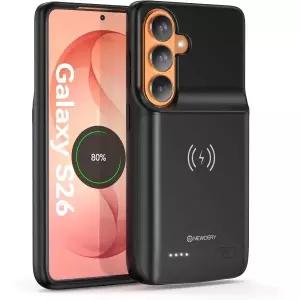 뉴더리 배터리 케이스 삼성 갤럭시 공기계 S26 63인치 Qi 무선 호환 슬림 보호 휴대용 충전기 팩 블랙