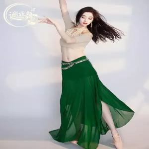 밸리댄스 연습복 세트 무용복 상의 롱 스커트 댄스복 줌바댄스 밸리 의상