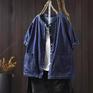 여성용 청 면 캐주얼 여름 반팔 연청 재킷 상의 매일예쁜 얇은 코트 인기2