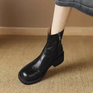 엘럽 여친 빈티지 가죽 워커힐 버클 앵클 소프트 컴포트 부츠 리얼 워커 원템5