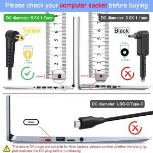 호환 19V 2.37A 노트북 AC 어댑터 충전기 에이서 Aspire 3 A314-21 A315-42 A315-51