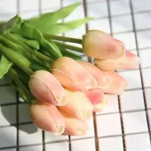 한송이 조화 꽃장식 피어나 튤립 꽃 모형 미니 꽃다발 화분조화