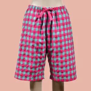 백곰)허리밴딩 체크 면 포켓 여성 7부 주머니 파자마 스타킹 여성내의 팬츠 팬티스타킹