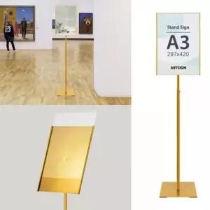 안내문꽂이 메뉴판 스탠드꽂이 홀더 명함판 사각 금색 A3거치대