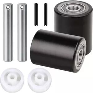 호미 팔레트 잭/트럭 적재 휠 교체 풀 세트(축 및 20mm ID 베어링 포함) 엔트리 출구 롤러 3 x 3.75