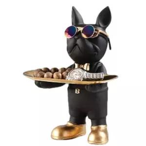 인테리어 북유럽 스타일 장식소품 쟁반솔로 불독 블랙