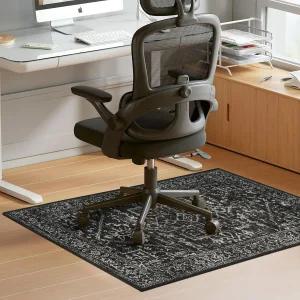 딱딱한 바닥용 의자 매트 QQpony 48인치 x36인치 사무용 거실용 에어리어 러그 홈 오피스용 프로텍터 블랙