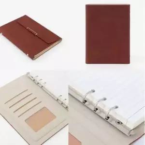 [문구] A5 자석 6공 속지교체 가능한 가죽 다이어리 브라운