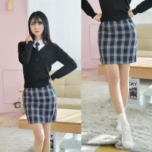 (허리조절) 스판 블랙체크 교복치마 교복 스커트