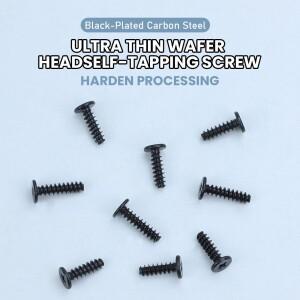NINDEJIN 초박형 플랫 헤드 크로스 태핑 나사 테일 M1.2-M3 노트북 PC 팬용 블랙 스틸 웨이퍼
